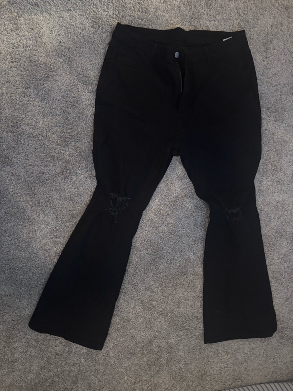 SHEIN Black Flared Jeans - Subtle Distress